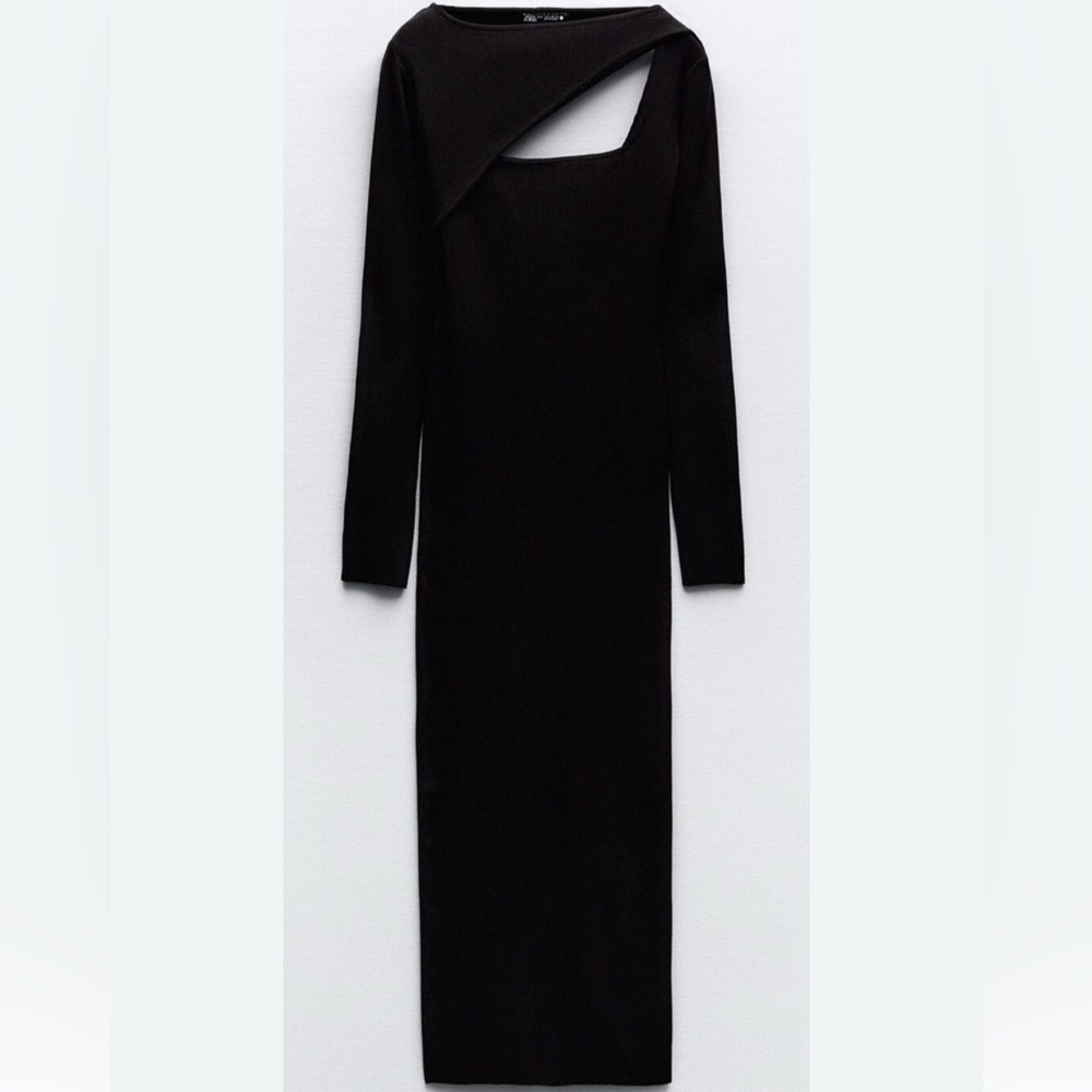 Zara black asymmetric cut-out dress size small